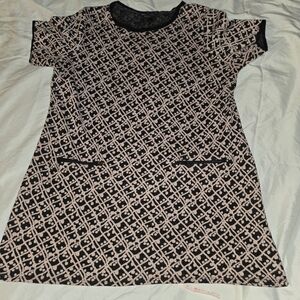 Black and Beige Patterned Dress Or Tunic